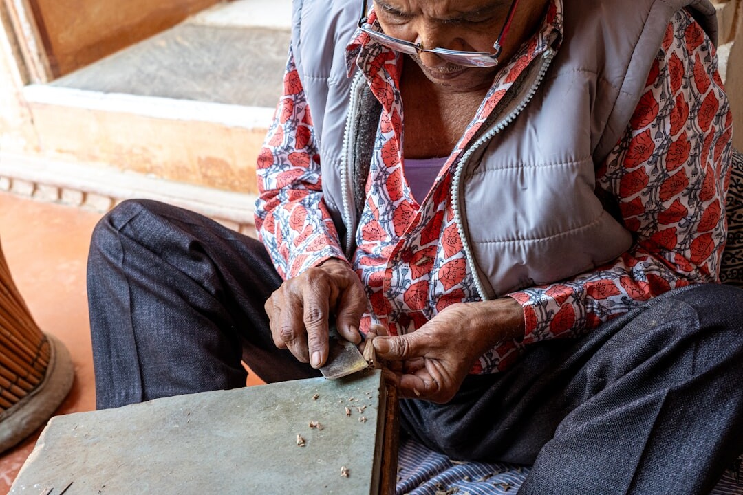 elderly people crafting