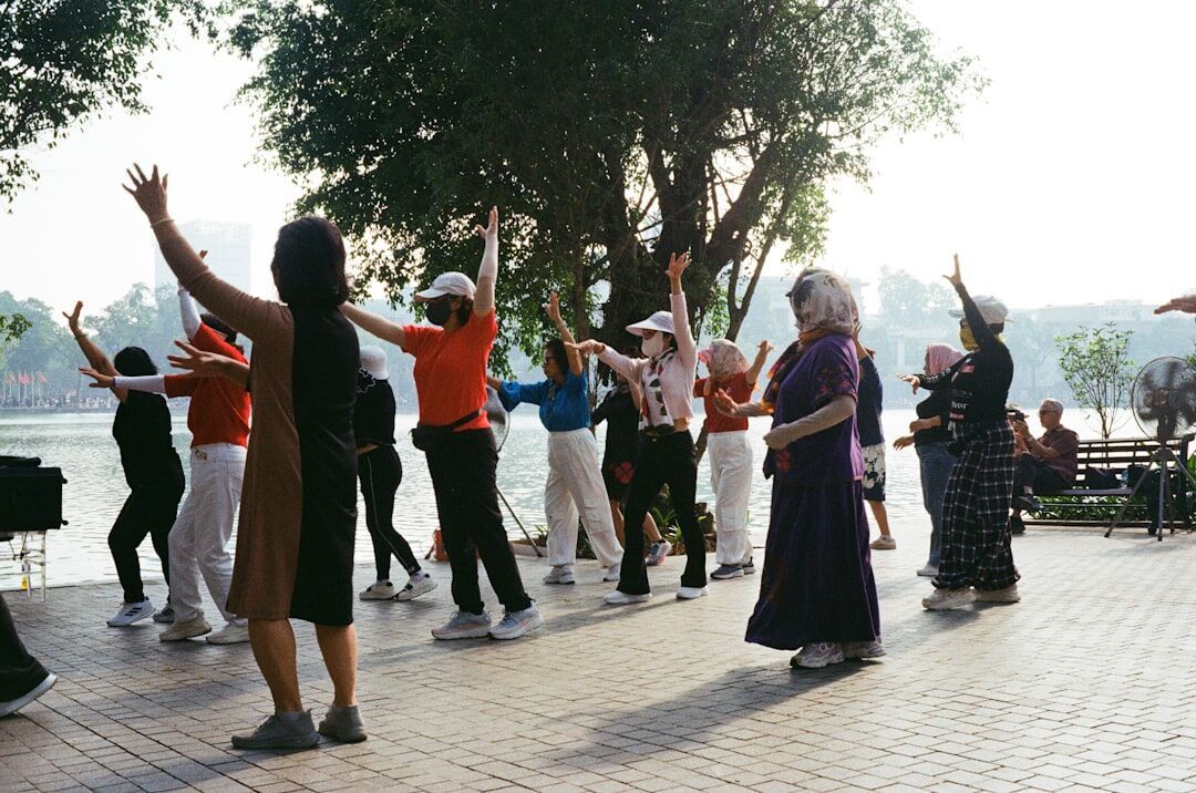 Senior couples dancing together at a community dance afternoon