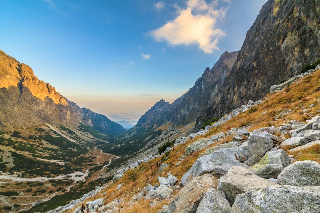 Slovak seniors hiking together in the Tatra mountains